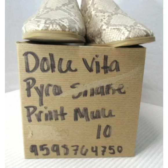 Dolce Vita Pyra Snake Print Stone Beige Casual Flat Slip-On Mule Women's Size 10 - Picture 8 of 10